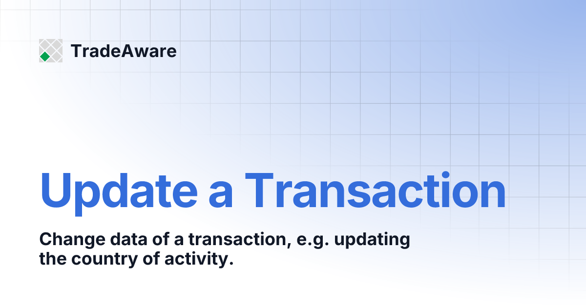 Update a Transaction | TradeAware
